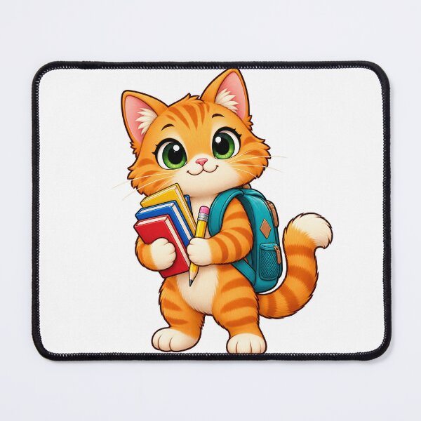 Item preview, Kawaii Back to School Orange Cat designed and sold by NoorCanvasArt.