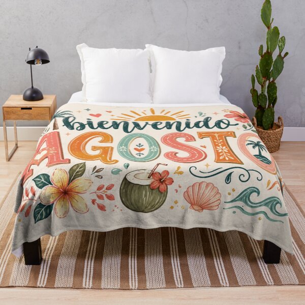 Item preview, Bienvenido Agosto Tropical Summer Welcome August Spanish Floral designed and sold by Yellowriversss.