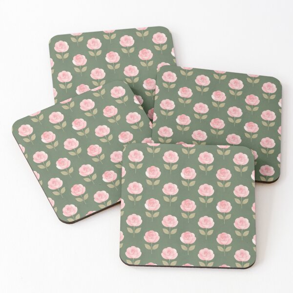 Item preview, Vintage Pink Rose Pattern Green Cottagecore Aesthetic designed and sold by Golden_Pixel_Paper.