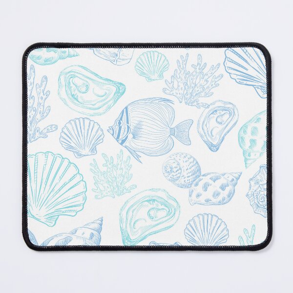 Item preview, Light Blue Teal Seashell Pattern designed and sold by SeaStarAlex.