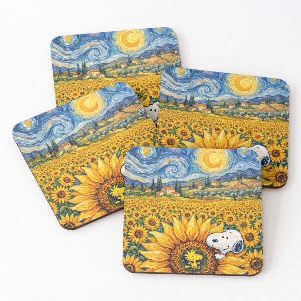 Item preview, Snoopy Woodstock Sunflower Whimsical Starry Night designed and sold by N0WUC1.