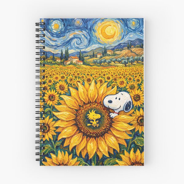Item preview, Snoopy Woodstock Sunflower Whimsical Starry Night designed and sold by N0WUC1.
