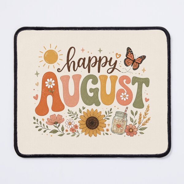 Item preview, Happy August Retro Groovy Sunflower Boho Summer Welcome August designed and sold by Yellowriversss.