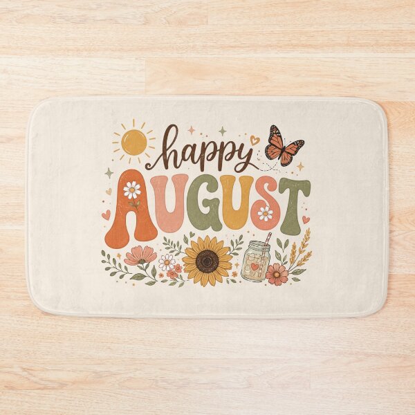 Item preview, Happy August Retro Groovy Sunflower Boho Summer Welcome August designed and sold by Yellowriversss.