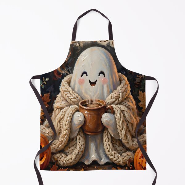 Item preview, Cozy Ghost Halloween Coffee – Spooky Autumn Book Lover Art designed and sold by cr6zym1nd.
