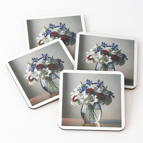 Item preview, White Lilies and Red Roses Floral Bouquet designed and sold by NarjaShop.
