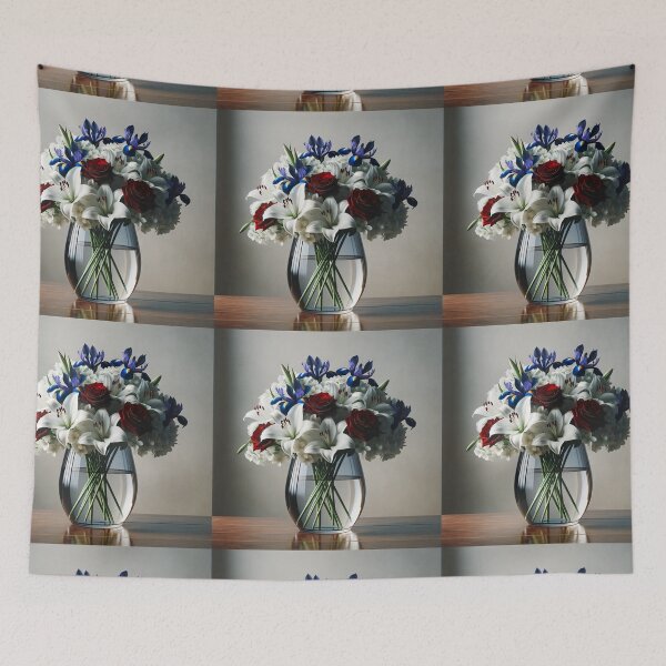Item preview, White Lilies and Red Roses Floral Bouquet designed and sold by NarjaShop.