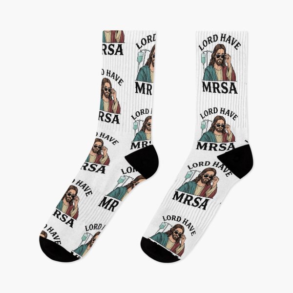 Item preview, Lord Have MRSA Funny Jesus IV Drip Nursing & Medical Microbiology Humor designed and sold by raedattia.