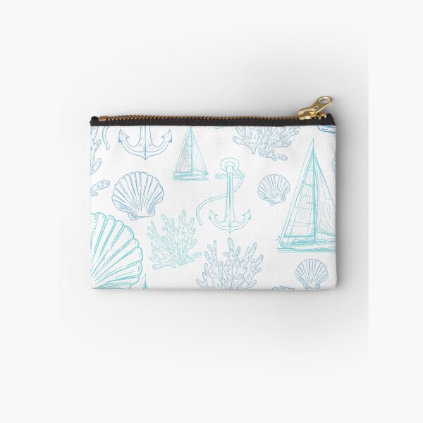 Item preview, Light Blue Teal Seashell Sailboats Pattern  designed and sold by SeaStarAlex.