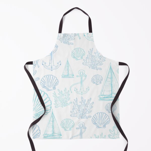 Item preview, Light Blue Teal Seashell Sailboats Pattern designed and sold by SeaStarAlex.