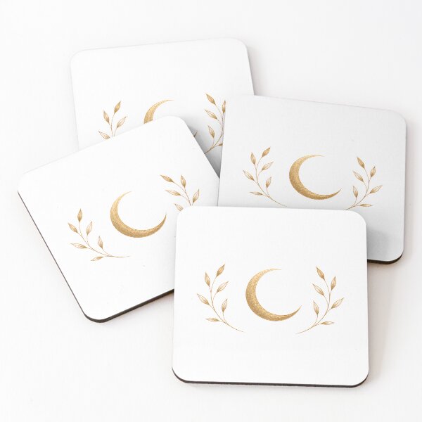 Item preview, Moon & Leaves | Golden Crescent Botanical Design designed and sold by CalmMandala.