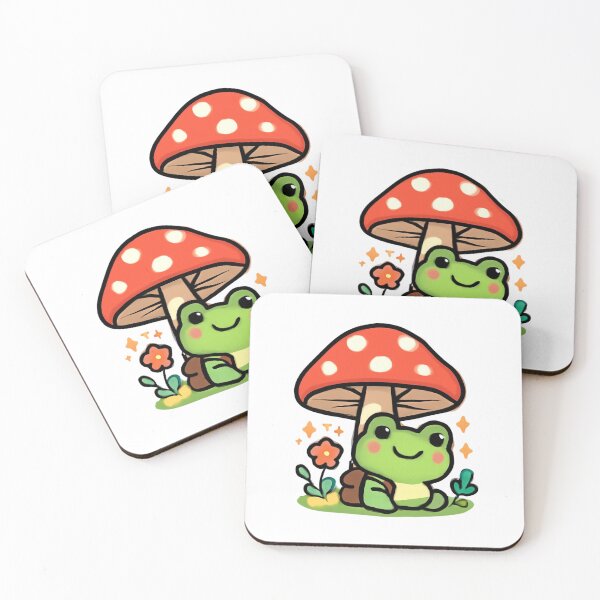 Item preview, Cute Kawaii Frog Mushroom Explorer – Whimsical Woodland Adventure designed and sold by FreshSticker co..