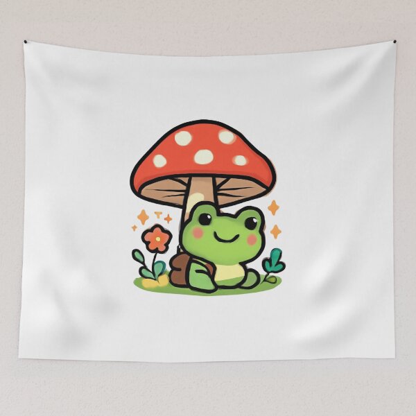 Item preview, Cute Kawaii Frog Mushroom Explorer – Whimsical Woodland Adventure designed and sold by FreshSticker co..