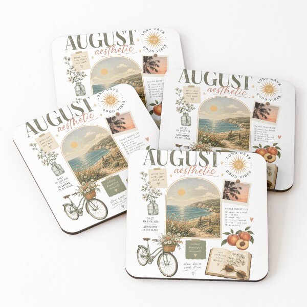 Item preview, August Aesthetic Vintage Collage Beach Coastal Grandma Summer Bucket List designed and sold by Yellowriversss.