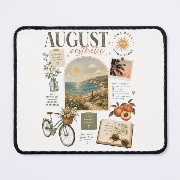 Item preview, August Aesthetic Vintage Collage Beach Coastal Grandma Summer Bucket List designed and sold by Yellowriversss.