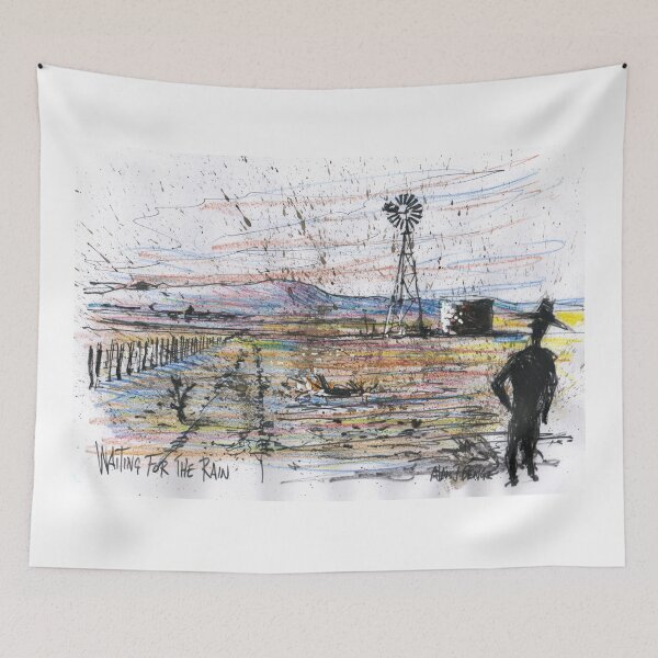 Item preview, Lonely windmill in Aussie outback painting   designed and sold by Al Benge - NZ & Australian Art.