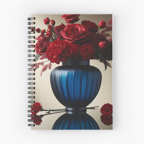 Item preview, Red Roses and Carnations in Royal Blue Vase designed and sold by NarjaShop.