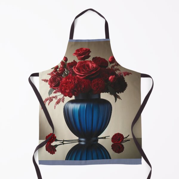Item preview, Red Roses and Carnations in Royal Blue Vase designed and sold by NarjaShop.