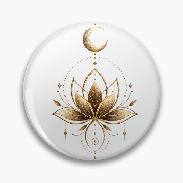 Item preview, Sacred Bloom | Golden Lotus & Crescent Moon designed and sold by CalmMandala.