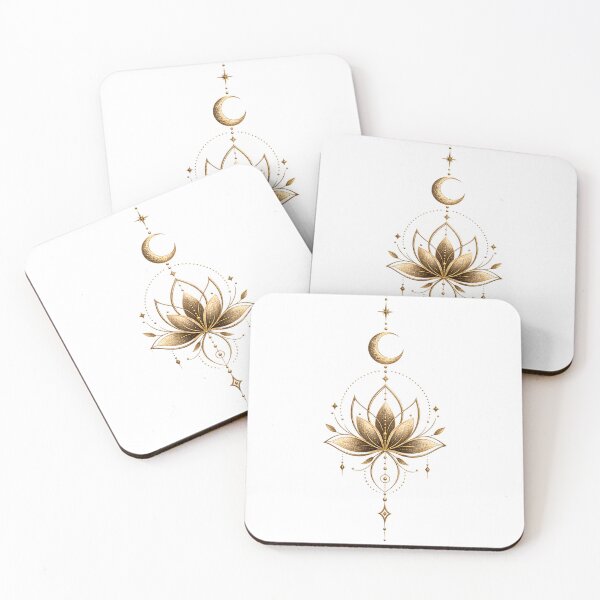 Item preview, Sacred Bloom | Golden Lotus & Crescent Moon designed and sold by CalmMandala.