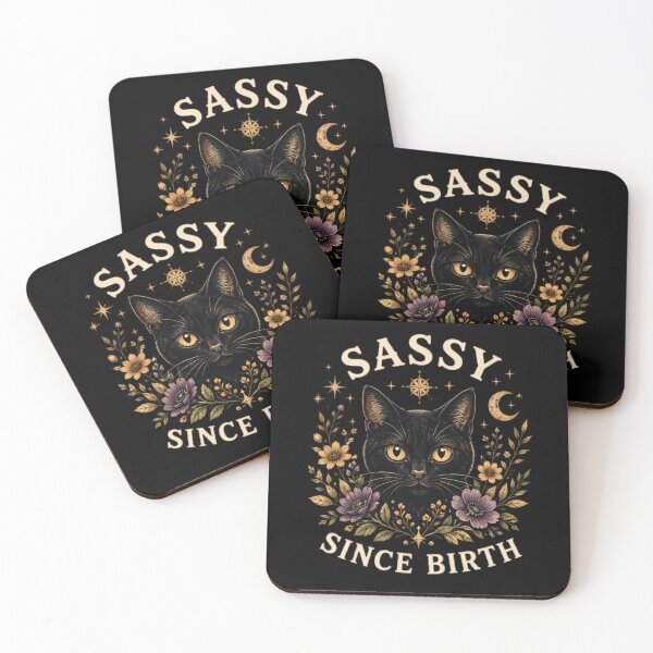 Item preview, Sassy Since Birth Dark Feline Floral Moon Stars designed and sold by markymaarty.