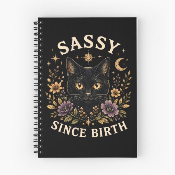 Item preview, Sassy Since Birth Dark Feline Floral Moon Stars designed and sold by markymaarty.