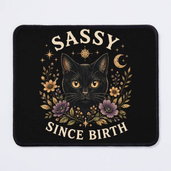Item preview, Sassy Since Birth Dark Feline Floral Moon Stars designed and sold by markymaarty.