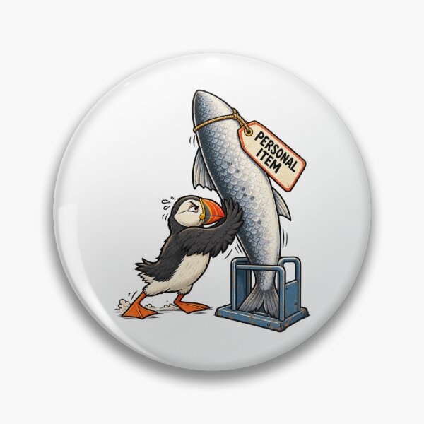 Item preview, Funny Puffin Personal Item Fish Airport Bird Humor designed and sold by Concrete Coffee Studio.