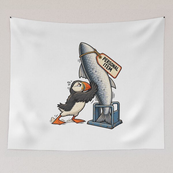 Item preview, Funny Puffin Personal Item Fish Airport Bird Humor designed and sold by Concrete Coffee Studio.