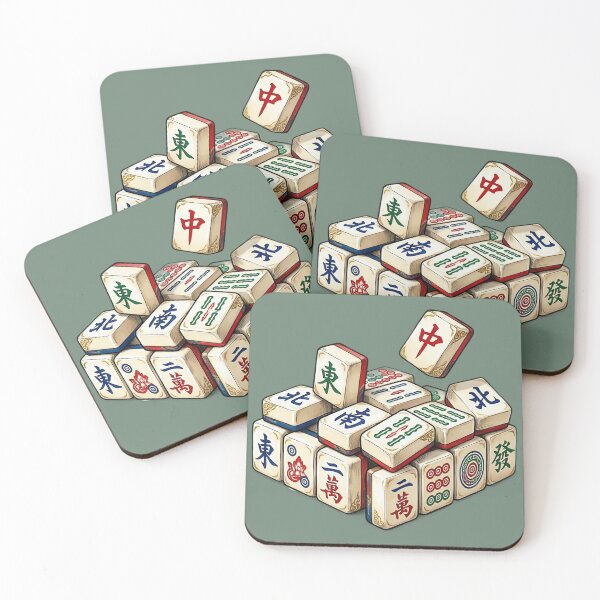 Item preview, Isometric Mahjong Tile Stack - Vintage Chinese Mahjong Tiles Illustration designed and sold by inkaylindesign.