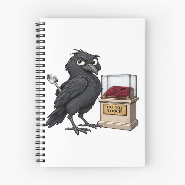 Item preview, Funny Crow Museum Thief Cartoon – Shiny Spoon Bird Humor designed and sold by Concrete Coffee Studio.