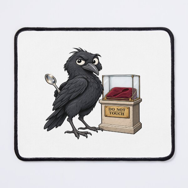 Item preview, Funny Crow Museum Thief Cartoon – Shiny Spoon Bird Humor designed and sold by Concrete Coffee Studio.