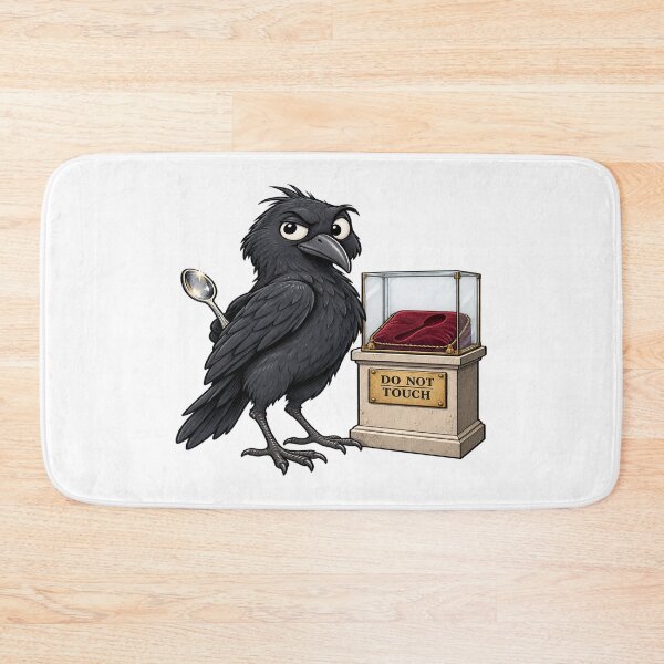 Item preview, Funny Crow Museum Thief Cartoon – Shiny Spoon Bird Humor designed and sold by Concrete Coffee Studio.