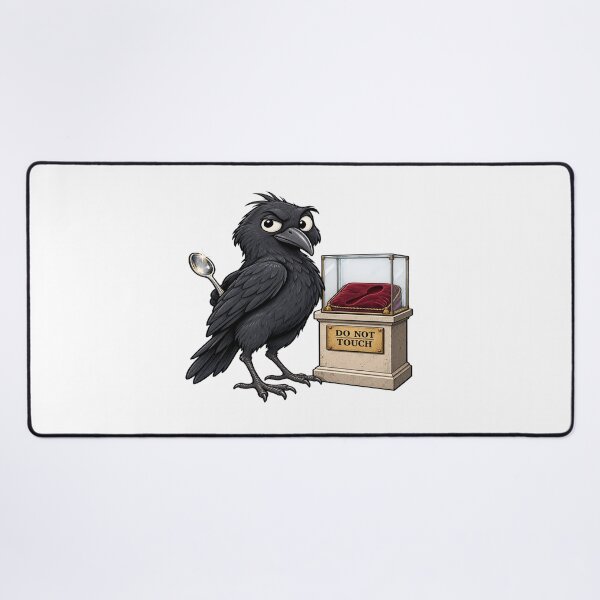 Item preview, Funny Crow Museum Thief Cartoon – Shiny Spoon Bird Humor designed and sold by Concrete Coffee Studio.