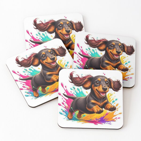 Item preview, Daschund Splash Pup – Cute Running Dog Graphic designed and sold by Benjipawprints.