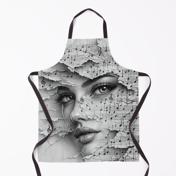 Item preview, Woman Behind Torn Sheet Music – Black and White Music Collage Art Print designed and sold by Kaleidoscope Print.