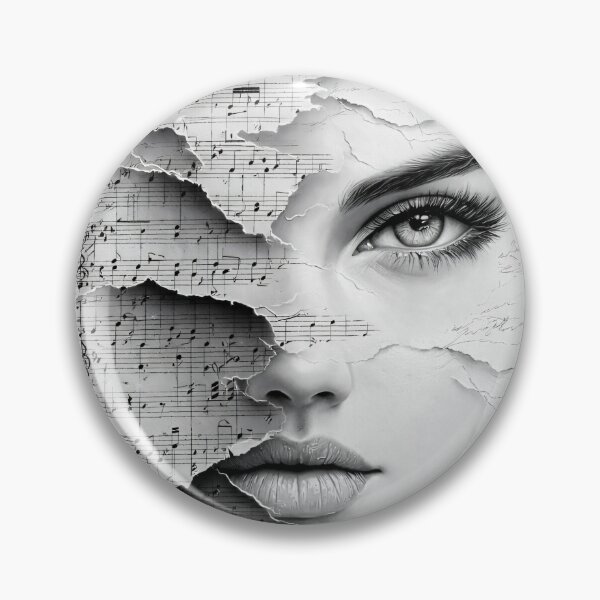 Item preview, Torn Sheet Music Woman Portrait – Elegant Black and White Music Collage Print designed and sold by Kaleidoscope Print.