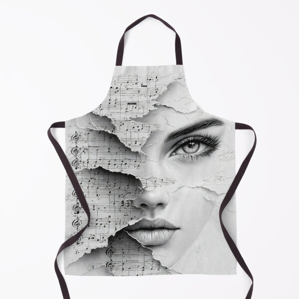 Item preview, Torn Sheet Music Woman Portrait – Elegant Black and White Music Collage Print designed and sold by Kaleidoscope Print.