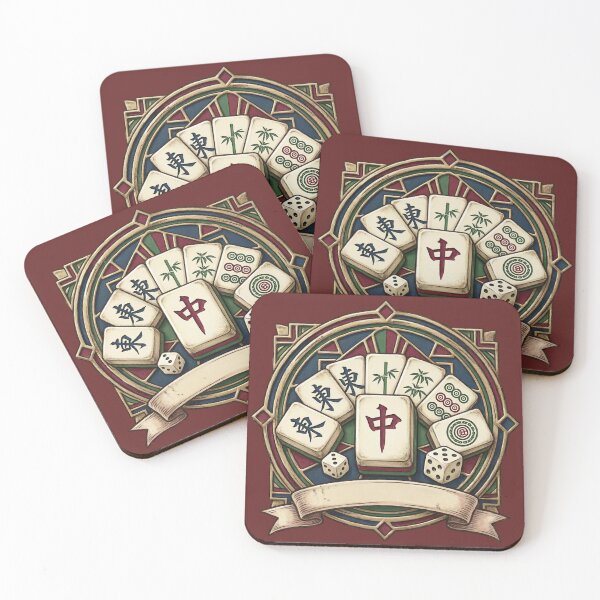 Item preview, Art Deco Mahjong Emblem - Vintage Mahjong Club Badge with Dice designed and sold by inkaylindesign.
