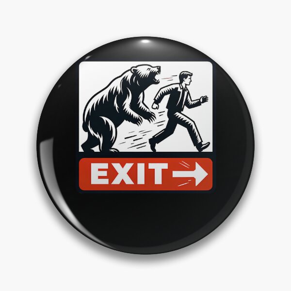 Item preview, Roaring Bear Chasing Running Man Vector Warning Sign designed and sold by LABIBK.