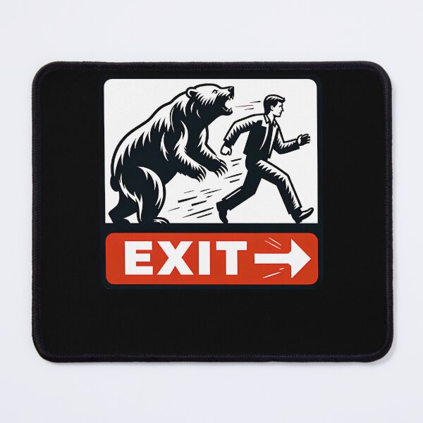Item preview, Roaring Bear Chasing Running Man Vector Warning Sign designed and sold by LABIBK.