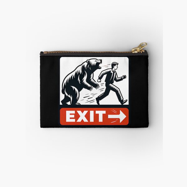 Item preview, Roaring Bear Chasing Running Man Vector Warning Sign designed and sold by LABIBK.