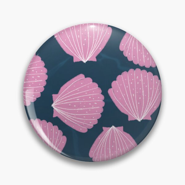 Item preview, Pretty Pink Scallop Shells On Rich Teal Blue. designed and sold by SalsySafrano.