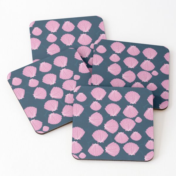 Item preview, Pretty Pink Scallop Shells On Rich Teal Blue. designed and sold by SalsySafrano.