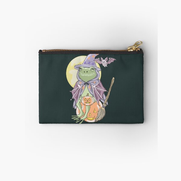 Item preview, Frog Witch on Pumpkin Cute Halloween Cottagecore Bat designed and sold by LeshanArt.