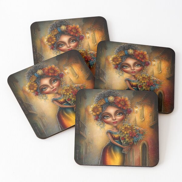 Item preview, Colorful Flower Girl in Enchanted Alleyway Scene designed and sold by Artessie.