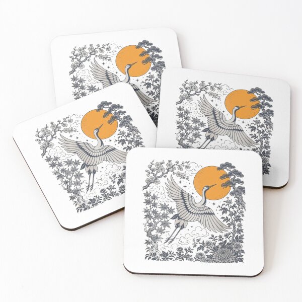 Item preview, Japanese Crane Retro Red Sun designed and sold by roartusa.