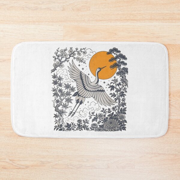Item preview, Japanese Crane Retro Red Sun designed and sold by roartusa.