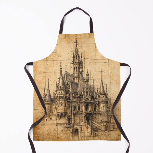 Item preview, Vintage Gothic Castle Blueprint – Antique Architectural Sketch Art Print designed and sold by Kaleidoscope Print.