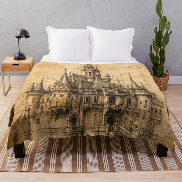 Item preview, Vintage Gothic Castle Blueprint – Antique Architectural Sketch Art Print designed and sold by Kaleidoscope Print.